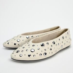 Zara Cream Flats with Silver Accents